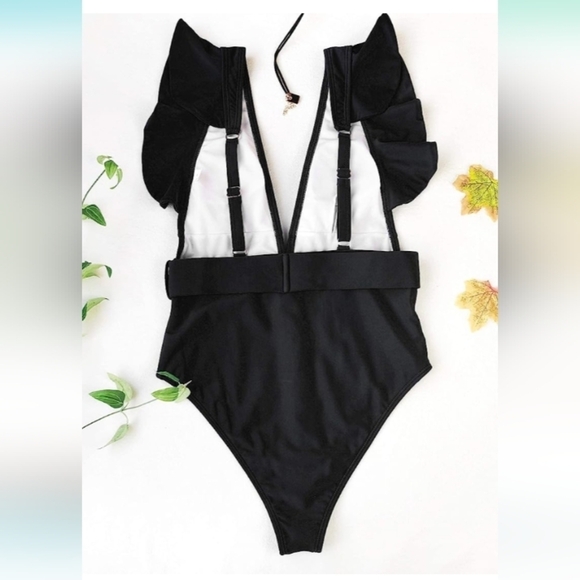 Avanova Women's One Piece Swimsuit Ruffle Deep V Neck Strappy Swimwear .… - Picture 4 of 15